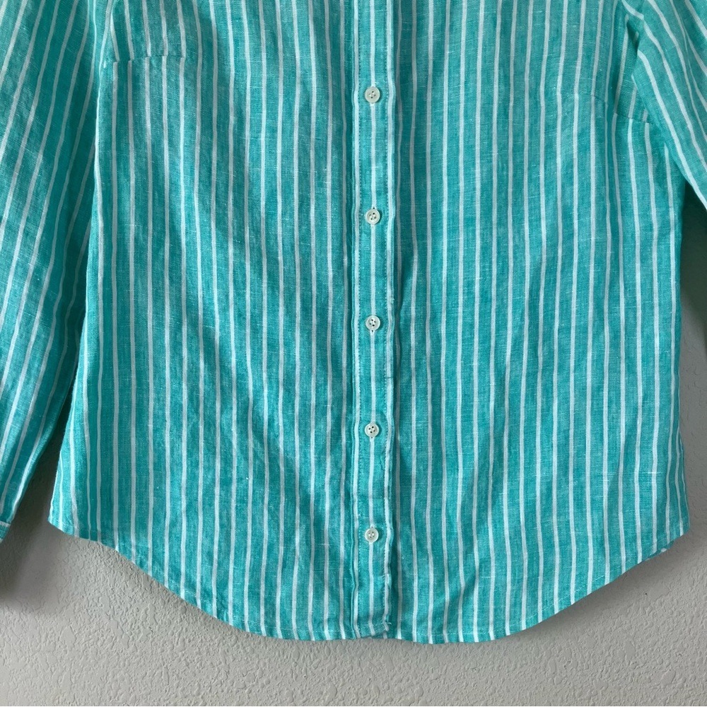 J CREW x BAIRD MCNUTT Irish Linen Button Up Shirt 6P Perfect Fit Preppy Resort - Picture 4 of 10